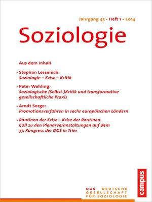 cover image of Soziologie 1.2014